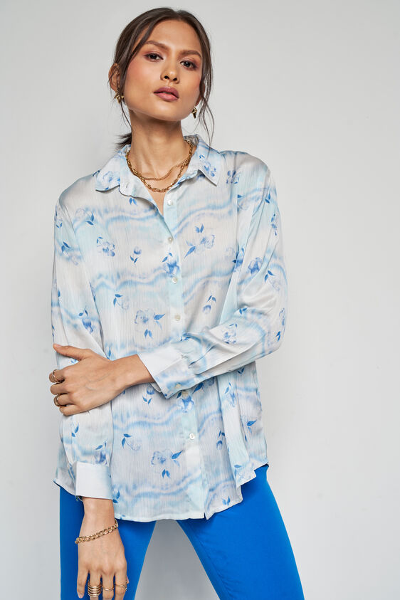 Floral Waves Top, Blue, image 1